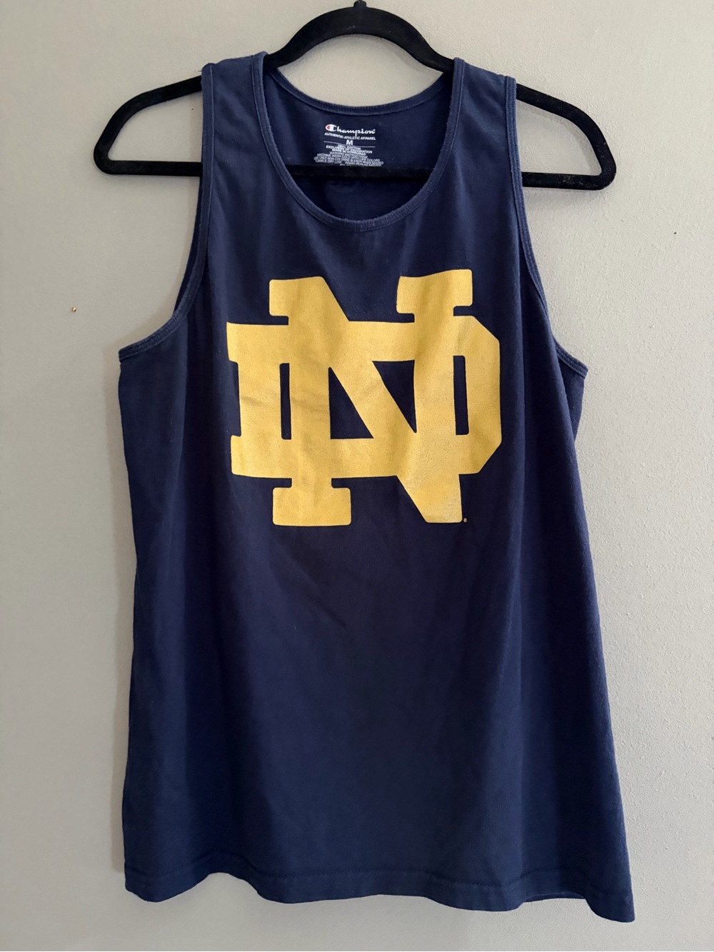 Champion Notre Dame Fighting Irish Tank Top Medium Navy Blue ND Logo Sleeveless